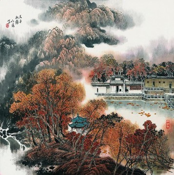 秋の古い中国語の曹仁栄蘇州公園 Oil Paintings